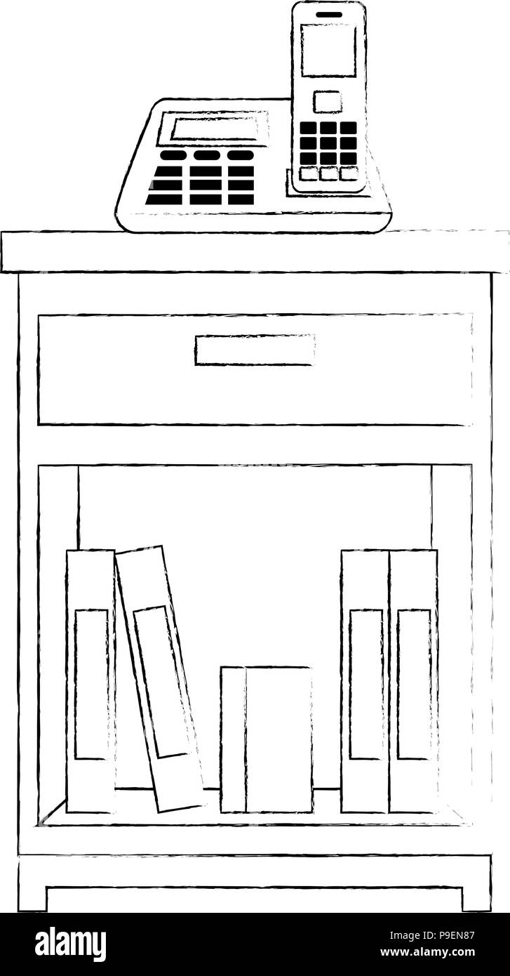 Tiroir de bureau avec des livres Illustration de Vecteur