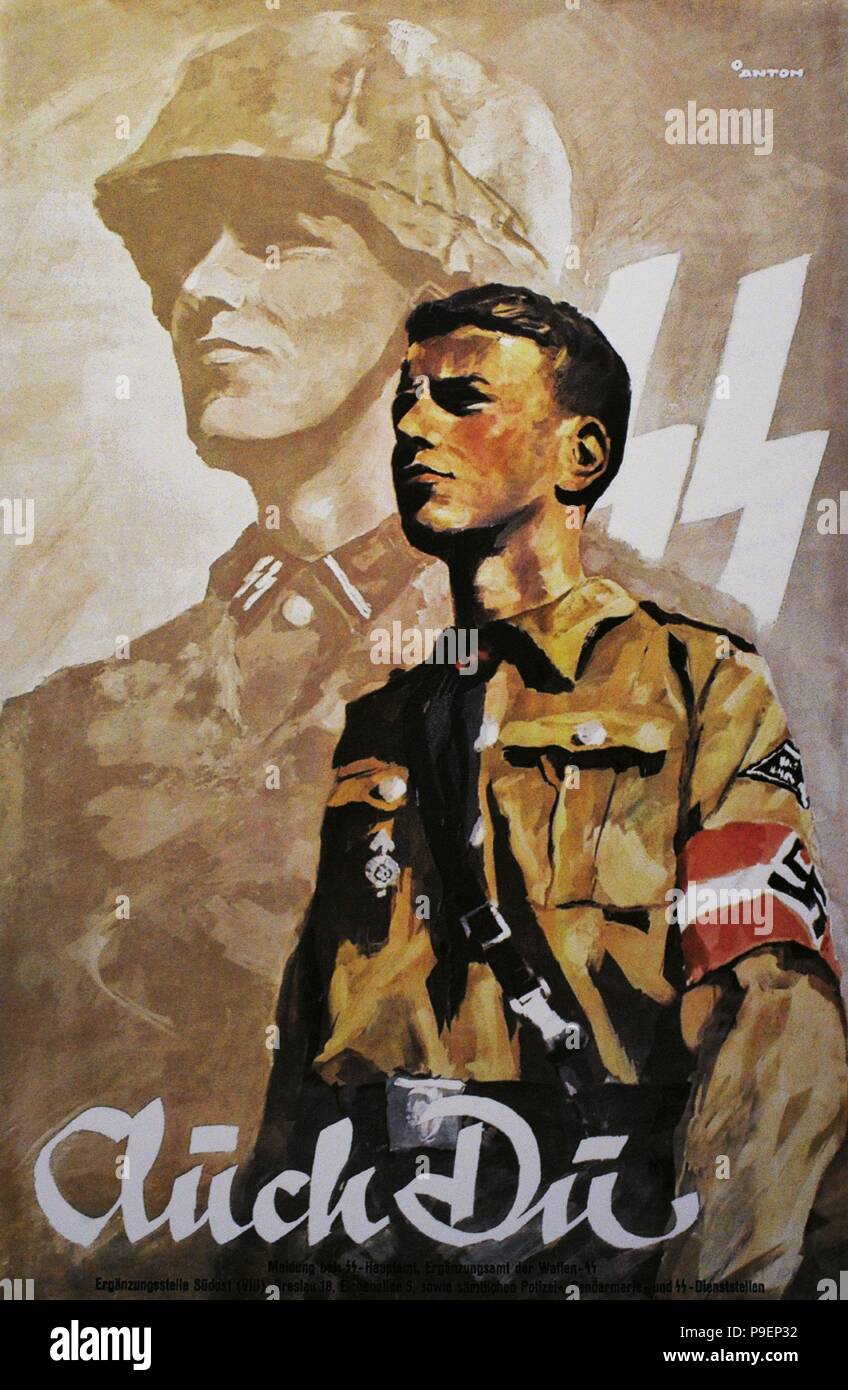 L'affiche de la propagande allemande d'encourager les jeunes à faire le service militaire dans l'armée de la Wehrmacht. Il a également été adressée aux jeunes de la Haute-Silésie enregistrés en Volksliste (liste du peuple allemand dans les territoires occupés). Banque D'Images