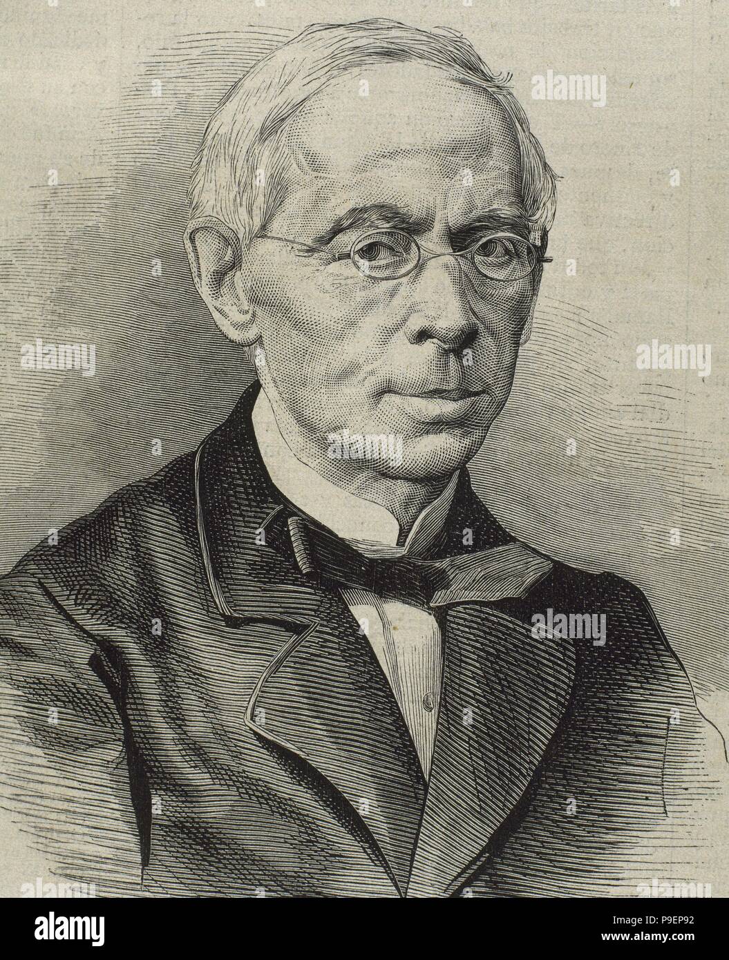 Juan Eugenio Hartzenbusch (1806-1880). Dramaturge espagnol. Il a été le directeur de la Bibliothèque nationale d'Espagne jusqu'à sa retraite en 1875. Portrait. La gravure. Banque D'Images