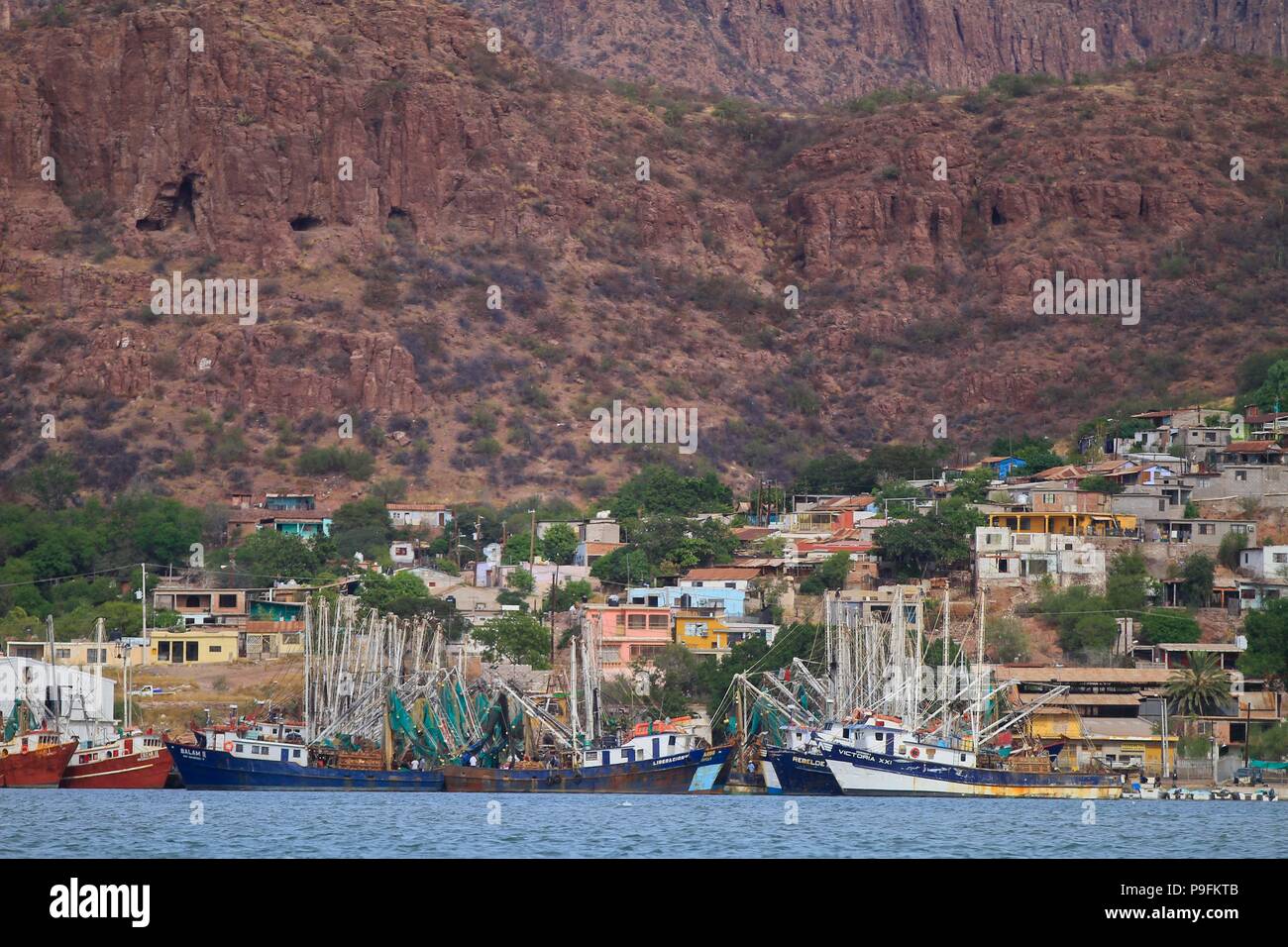 Rapport du port de pêche de Guaymas Sonora. Reportaje del Puerto pesquero de Guaymas Sonora. Banque D'Images