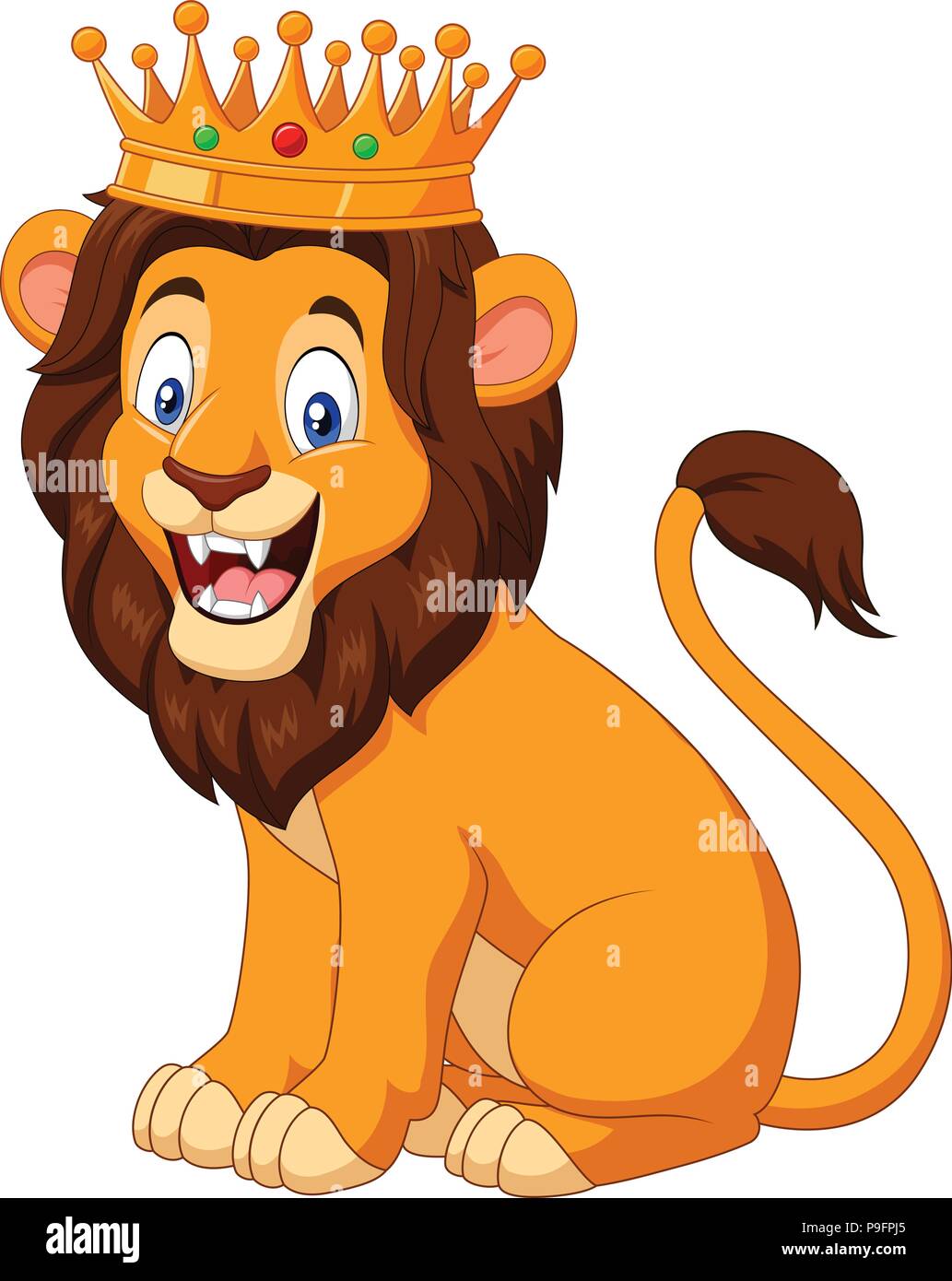 Cartoon lion portant une couronne Illustration de Vecteur