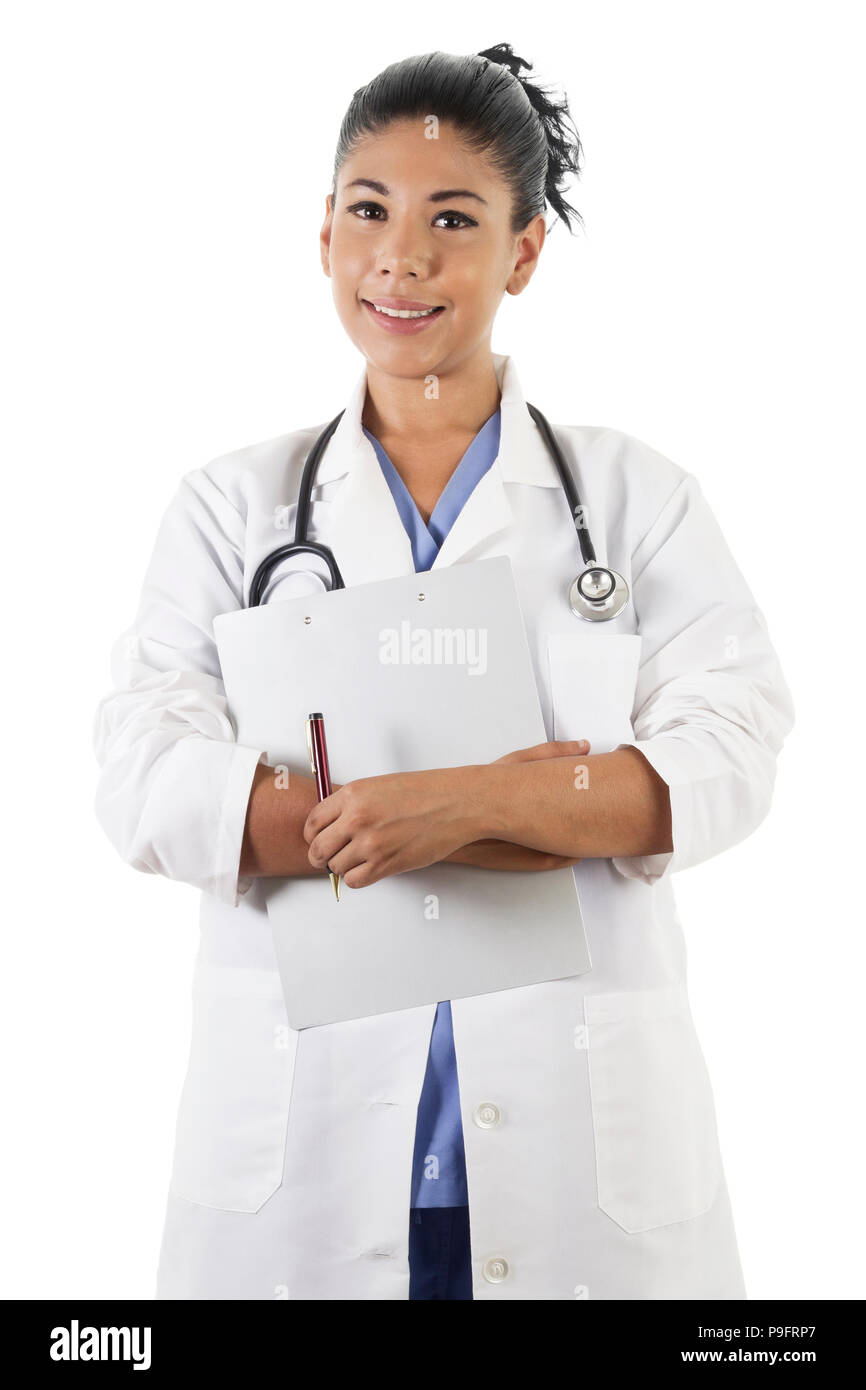 Image femme de travailleur de la santé isolé sur fond blanc Banque D'Images