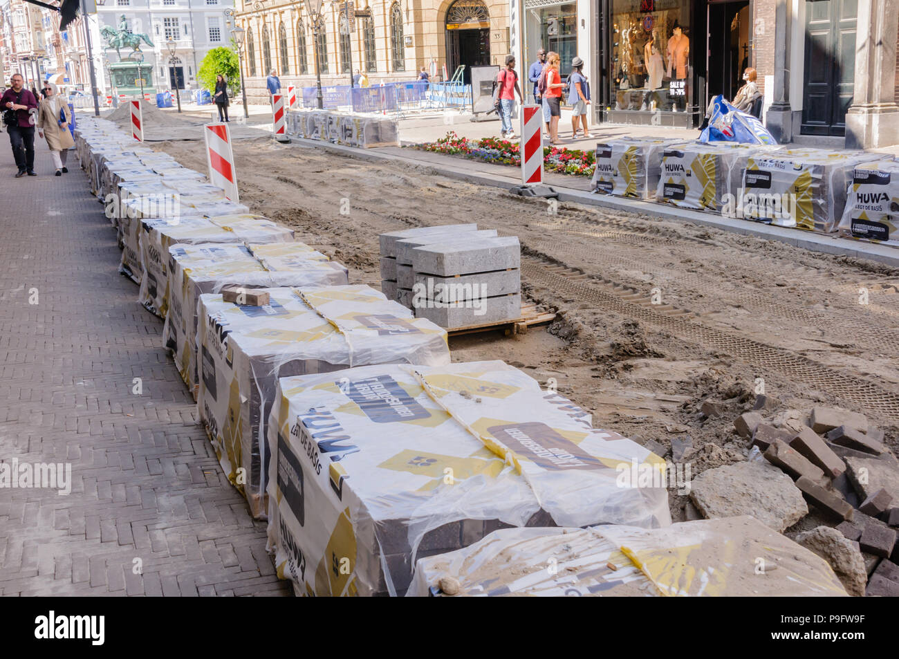 Travaux en cours dans une ville européenne. Banque D'Images