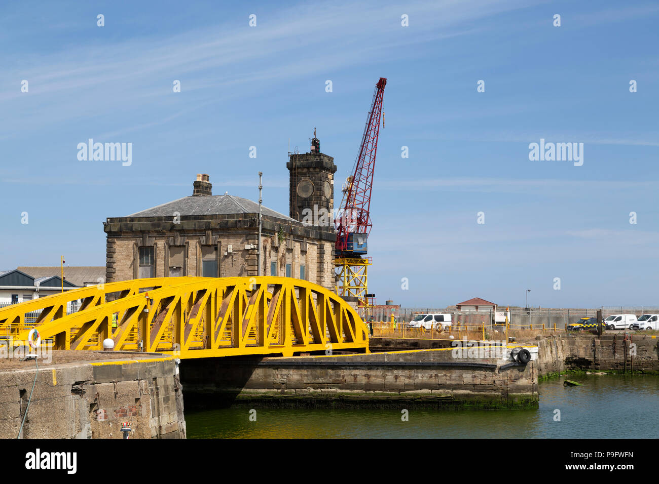 Le pont tournant de Gladstone au Port de Sunderland, dans le nord-est de l'Angleterre. Le pont traverse à l'usure de l'Arsenal. Banque D'Images