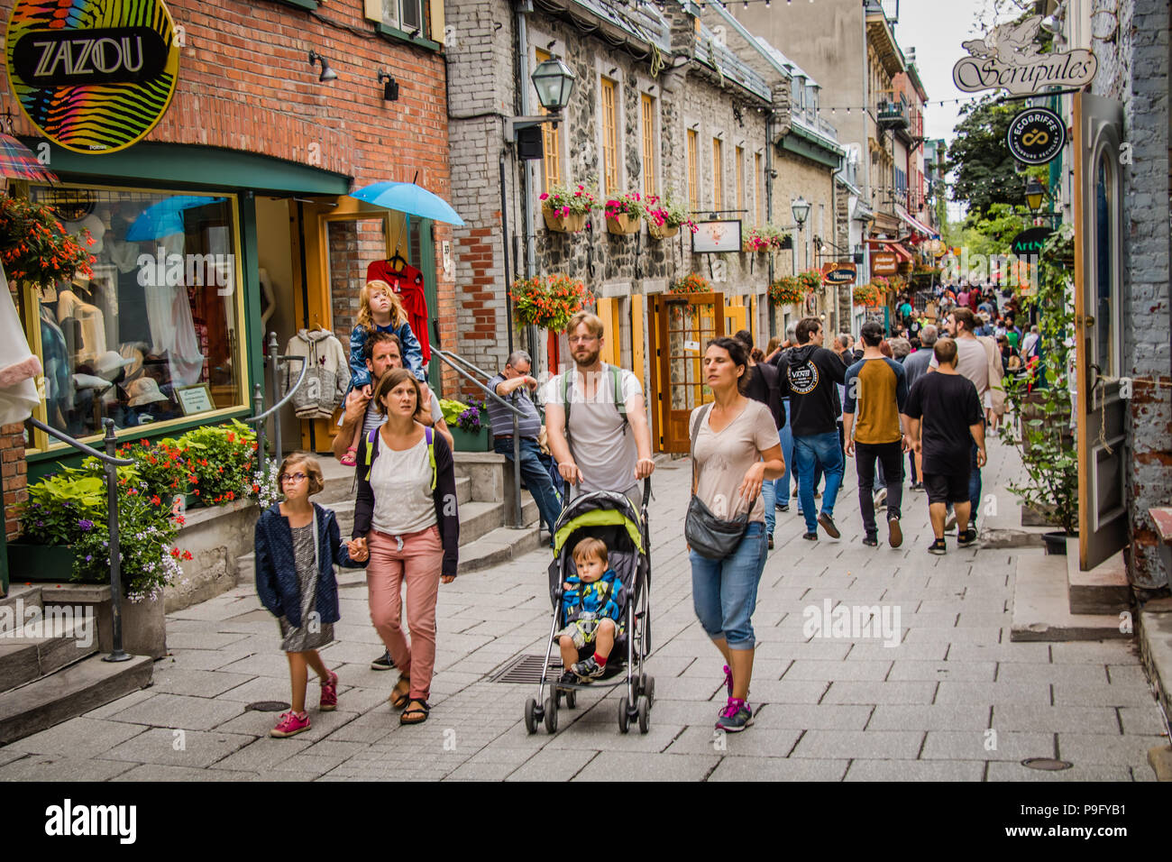 Célèbre rue commerçante historique Petit Champlain à Québec Canada Banque D'Images
