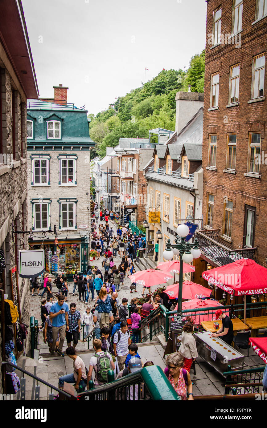 Célèbre rue commerçante historique Petit Champlain à Québec Canada Banque D'Images