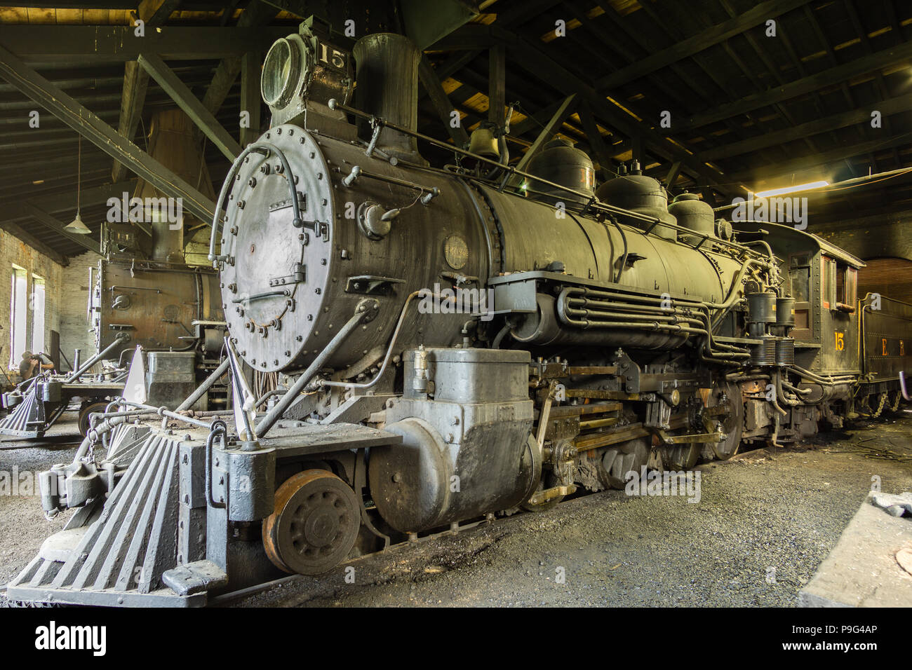 La Roundhouse locomotives à vapeur Banque D'Images