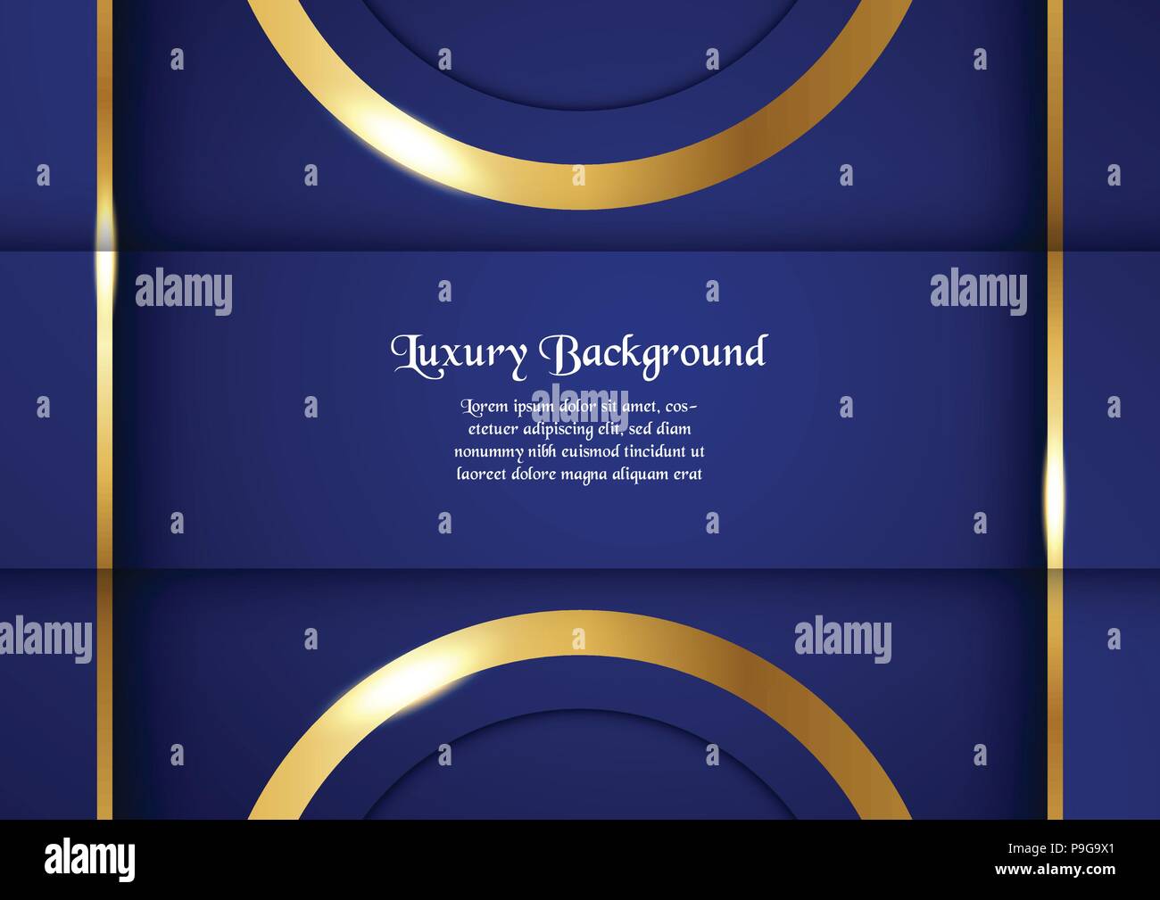 Résumé fond bleu premium concept avec bordure dorée. Template design pour la couverture, la présentation d'affaires, bannières web, et l'invitation de mariage Illustration de Vecteur