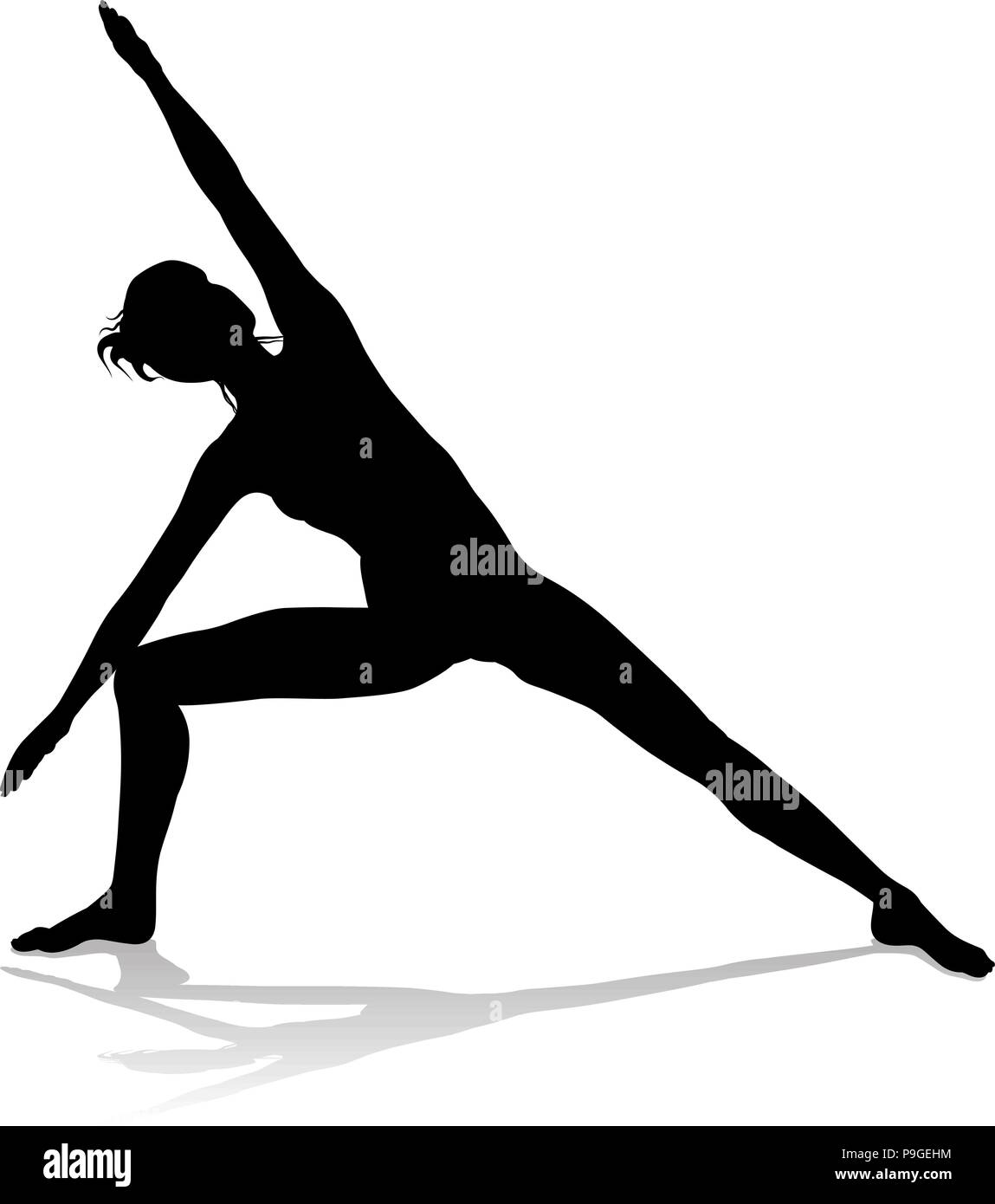 Pilates Silhouette de femme Yoga Pose Illustration de Vecteur