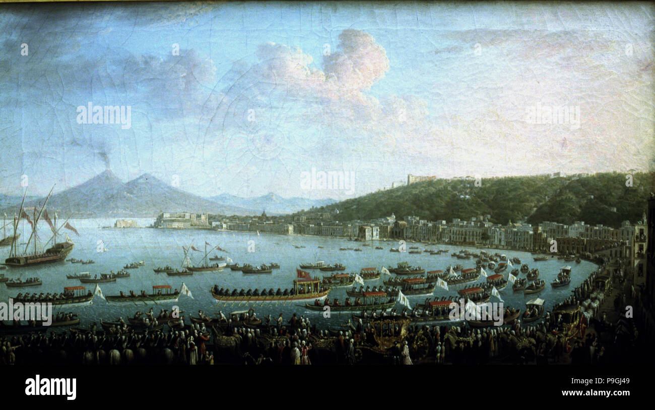 La baie de Naples sur le jour du départ de Charles III. Banque D'Images