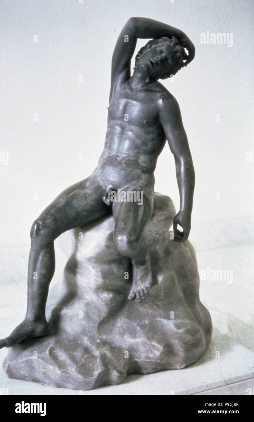 Satyr endormi en bronze, Copie romaine d'un original hellénistique du 3e siècle avant J.-C... Banque D'Images