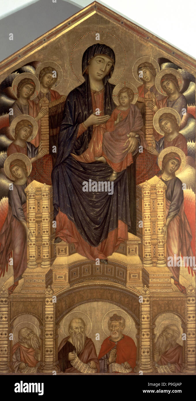 Madonna Enthroned', ch. 1280 - 1285 (restauré en 1997), le travail de Cimabue. Banque D'Images
