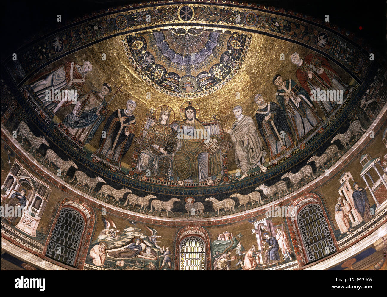 Scènes de la vie de la Vierge, 1291, l'abside détail de l'église de Santa Maria in Trastevere … Banque D'Images
