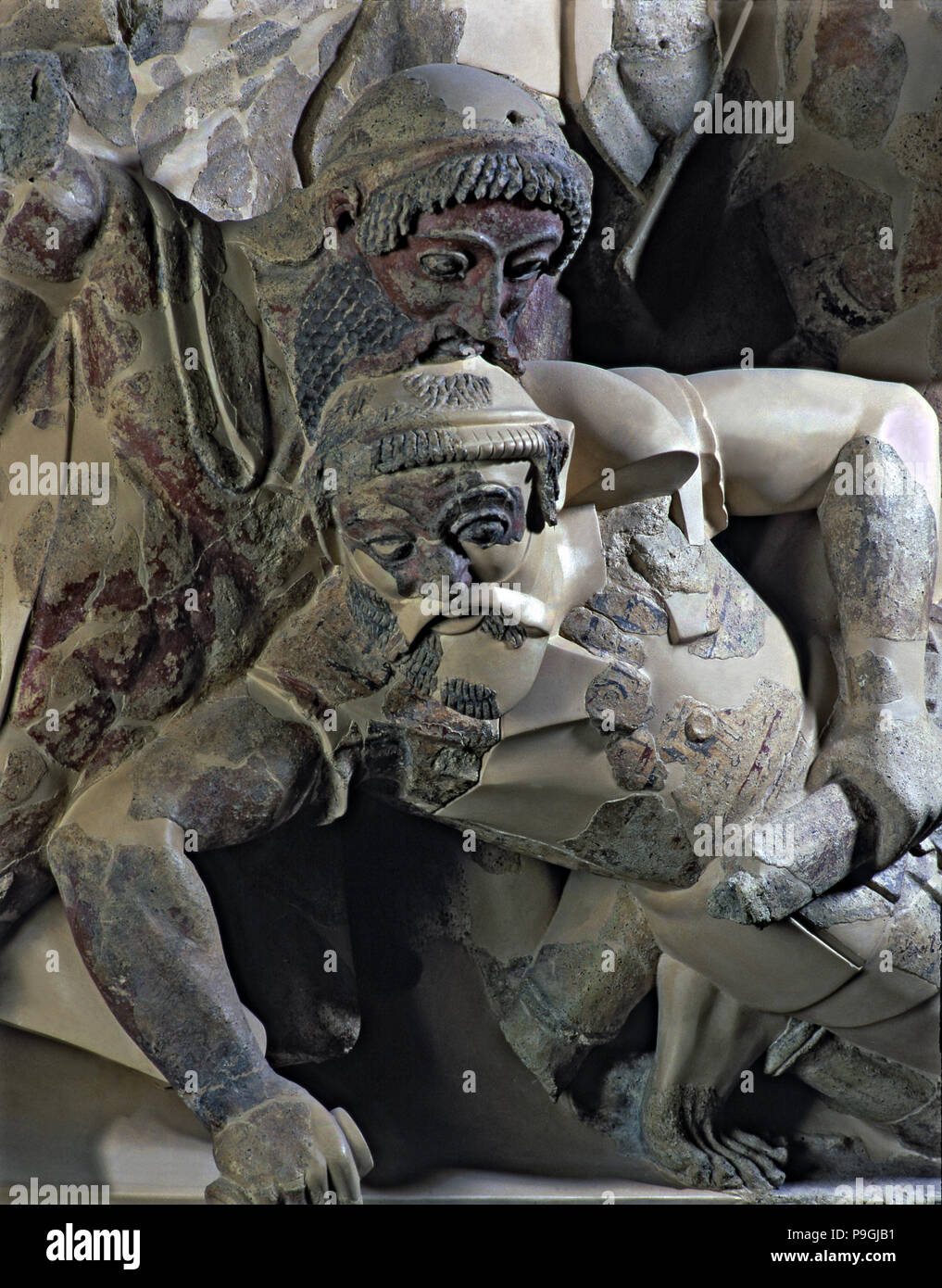 Groupe sculpture en argile du temple de Pyrgi. Banque D'Images