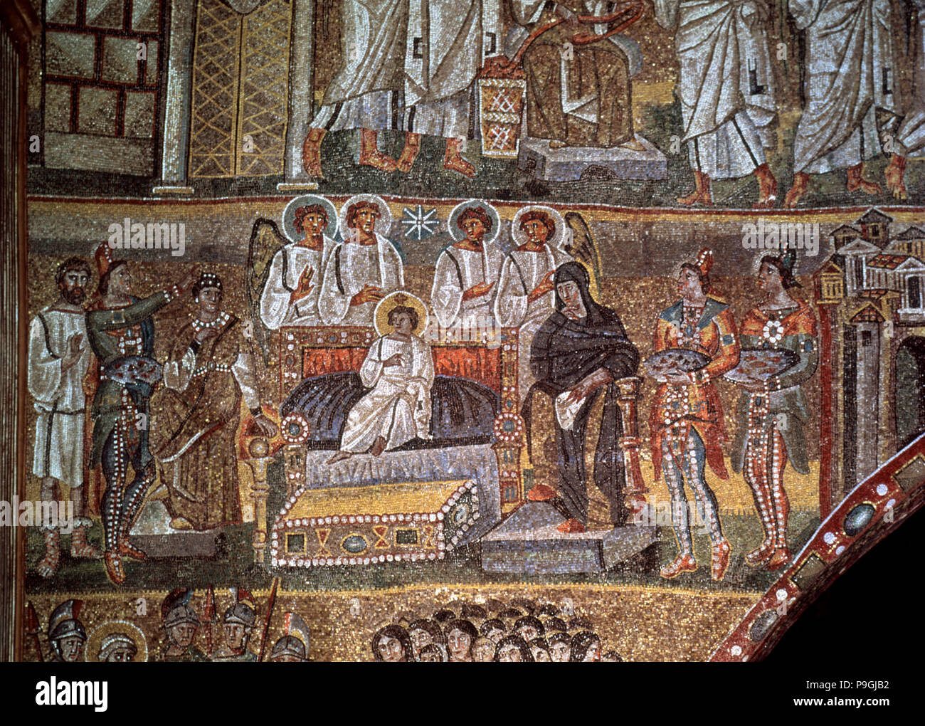 L'Epiphanie, mosaïque de l'Arc de triomphe de l'église de Santa Maria Maggiore à Rome. Banque D'Images