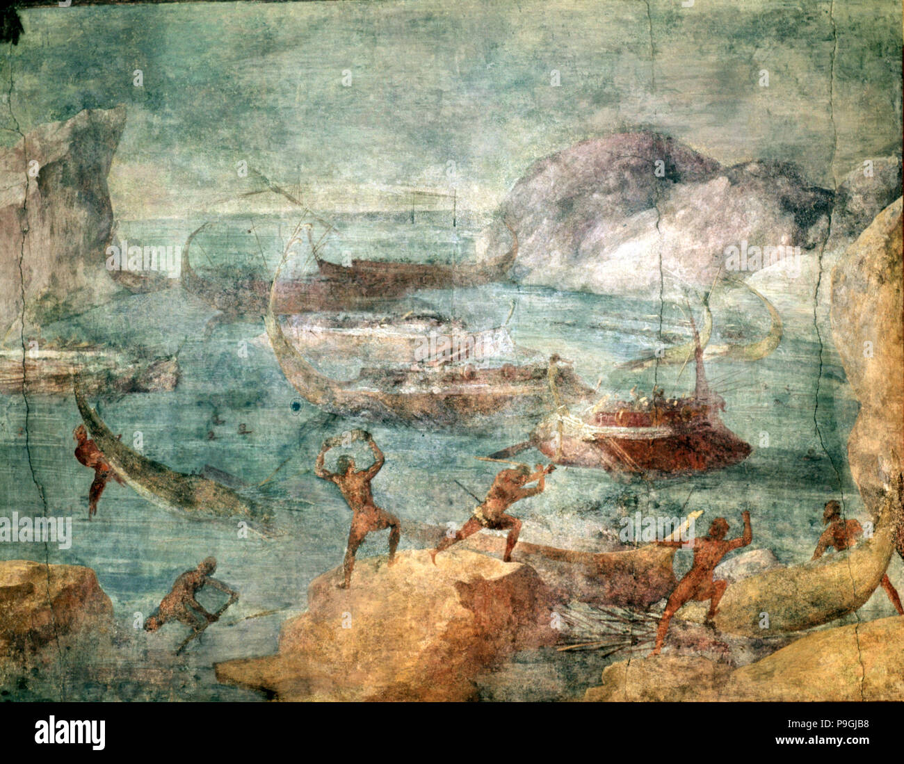 Ulysse et sa flotte attaqué par Lestrygonians'. Banque D'Images