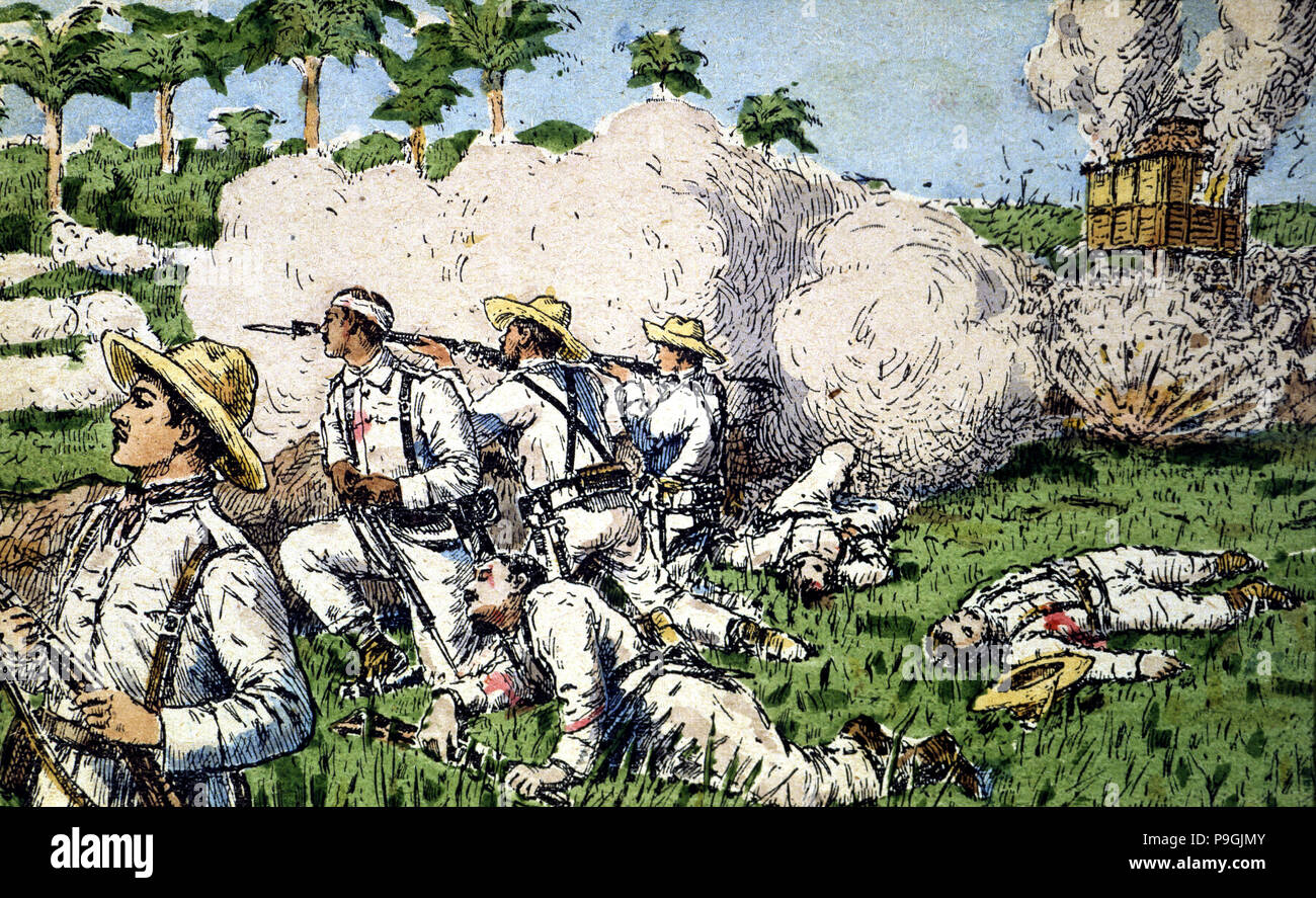 La guerre de Cuba (1895 - 1898), les troupes espagnoles défendre El Caney avant qu'une division américaine en juillet… Banque D'Images