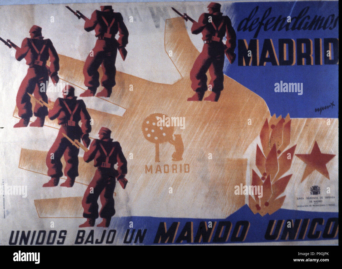 Guerre civile espagnole (1936 - 1939), affiche de propagande du gouvernement républicain encourageant le d… Banque D'Images
