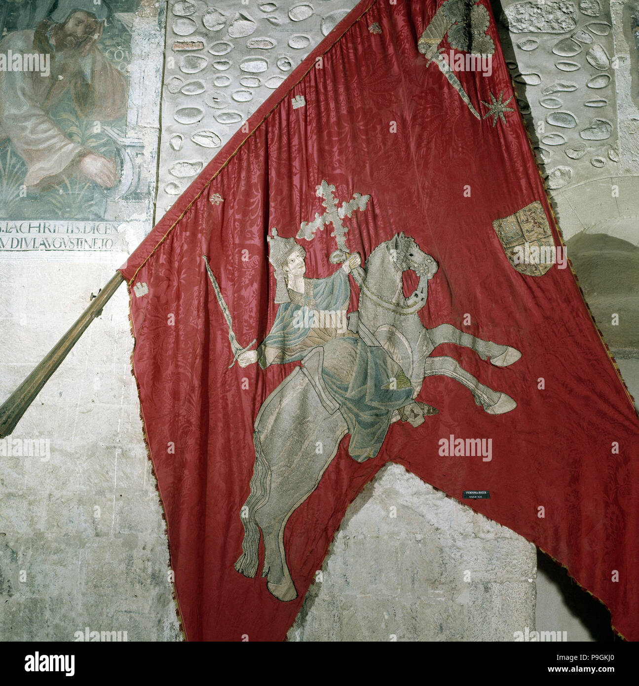 San Isidoro (560-636), Archevêque de Séville, détail de l'étendard de la Baeza de ses manifestations équestres… Banque D'Images