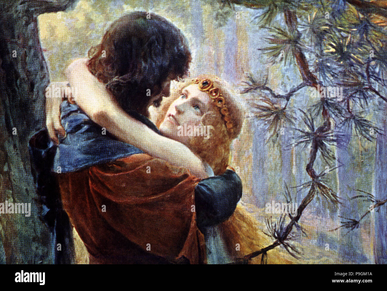Tristan et Isolda, personnages littéraires de légende médiévale qui symbolisent l'amour impossible. Banque D'Images