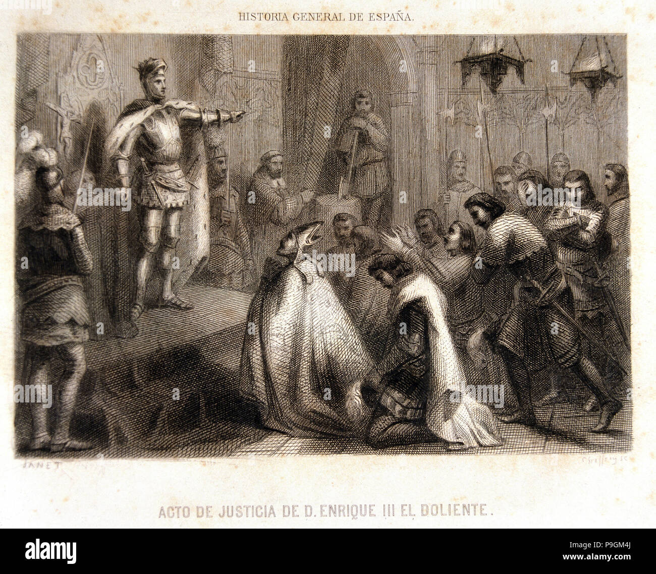 Acte de justice' le roi Henri III de Castille "la souffrance" (1379-1406). Banque D'Images