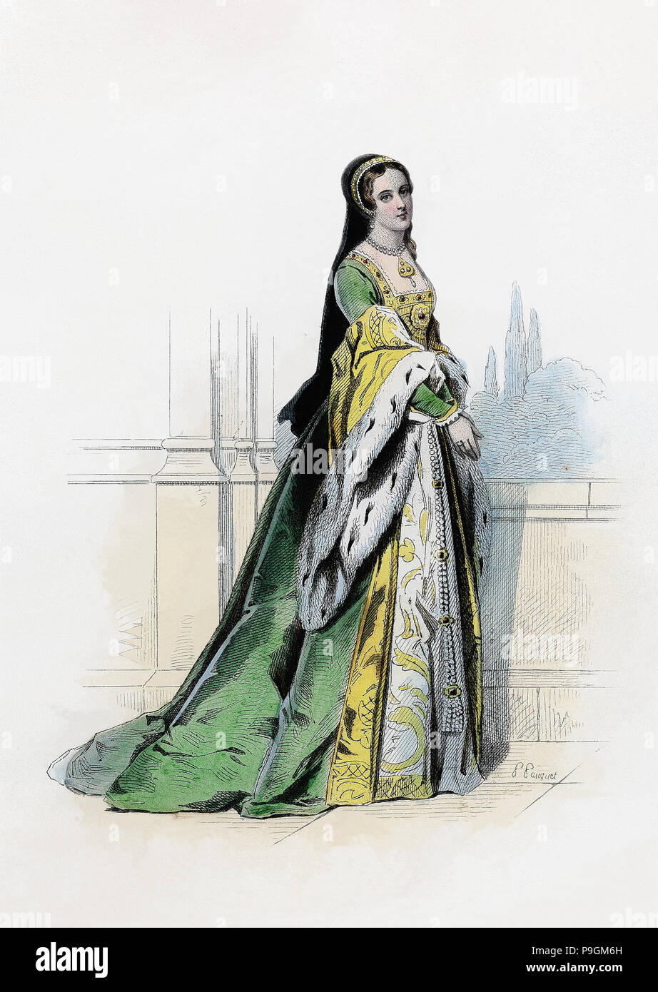 Jane Grey (Lady Dudley) (1537-1554). Reine d'Angleterre en 1553, gravure, 1870. Banque D'Images