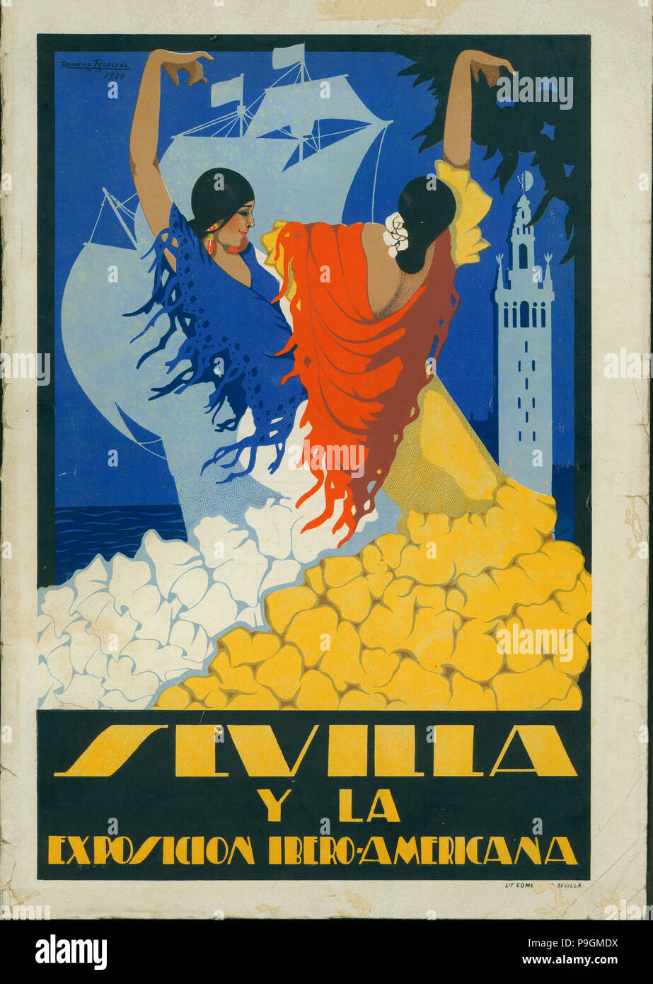 Poster Publie Dans Le Journal Pour L Exposition Ibero Americaine De 1929 1930 Seville Dessin De Photo Stock Alamy