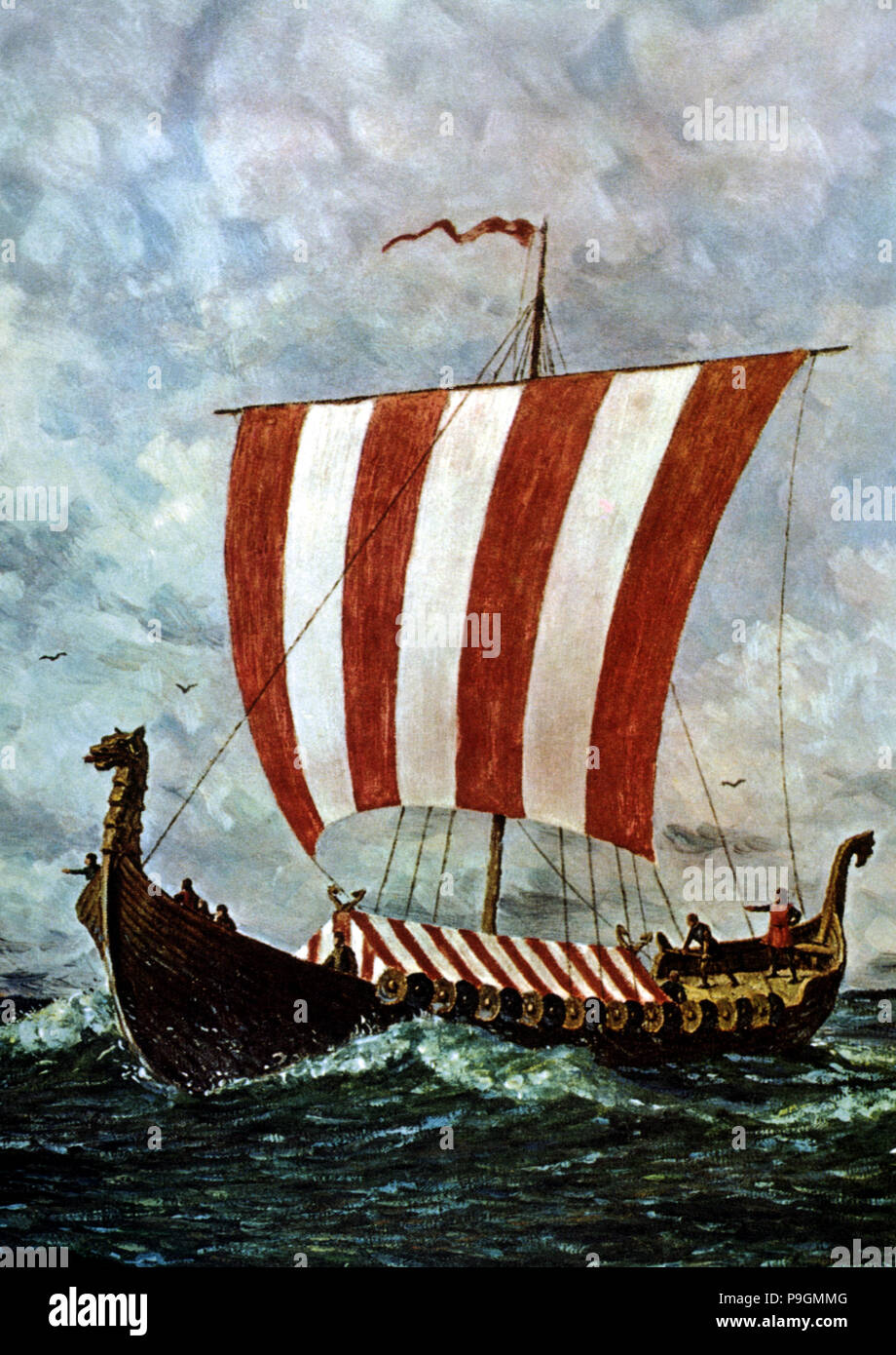 Viking Ship, illustration de la reconstruction. Banque D'Images