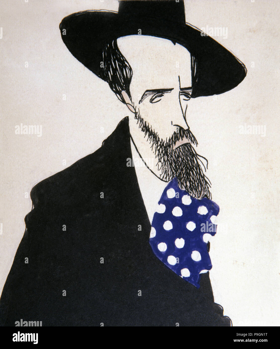 Ignasi Iglesias (1871-1928), dramaturge espagnol en langue catalane, caricature de Luis Bagaría. Banque D'Images