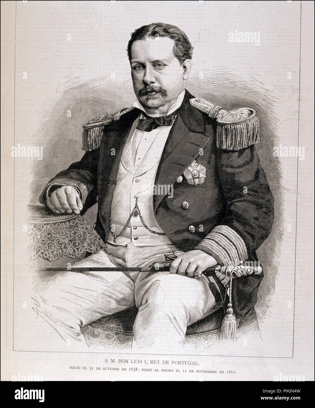 Louis I de Bragance (1838-1889), roi de Portugal, la gravure dans la Ilustración española y ameri… Banque D'Images