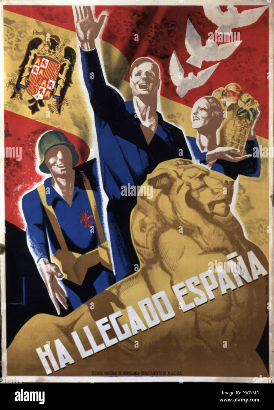 Guerre civile espagnole (1936 - 1939), 'a' est arrivée, une affiche publiée par le Service National de… Banque D'Images