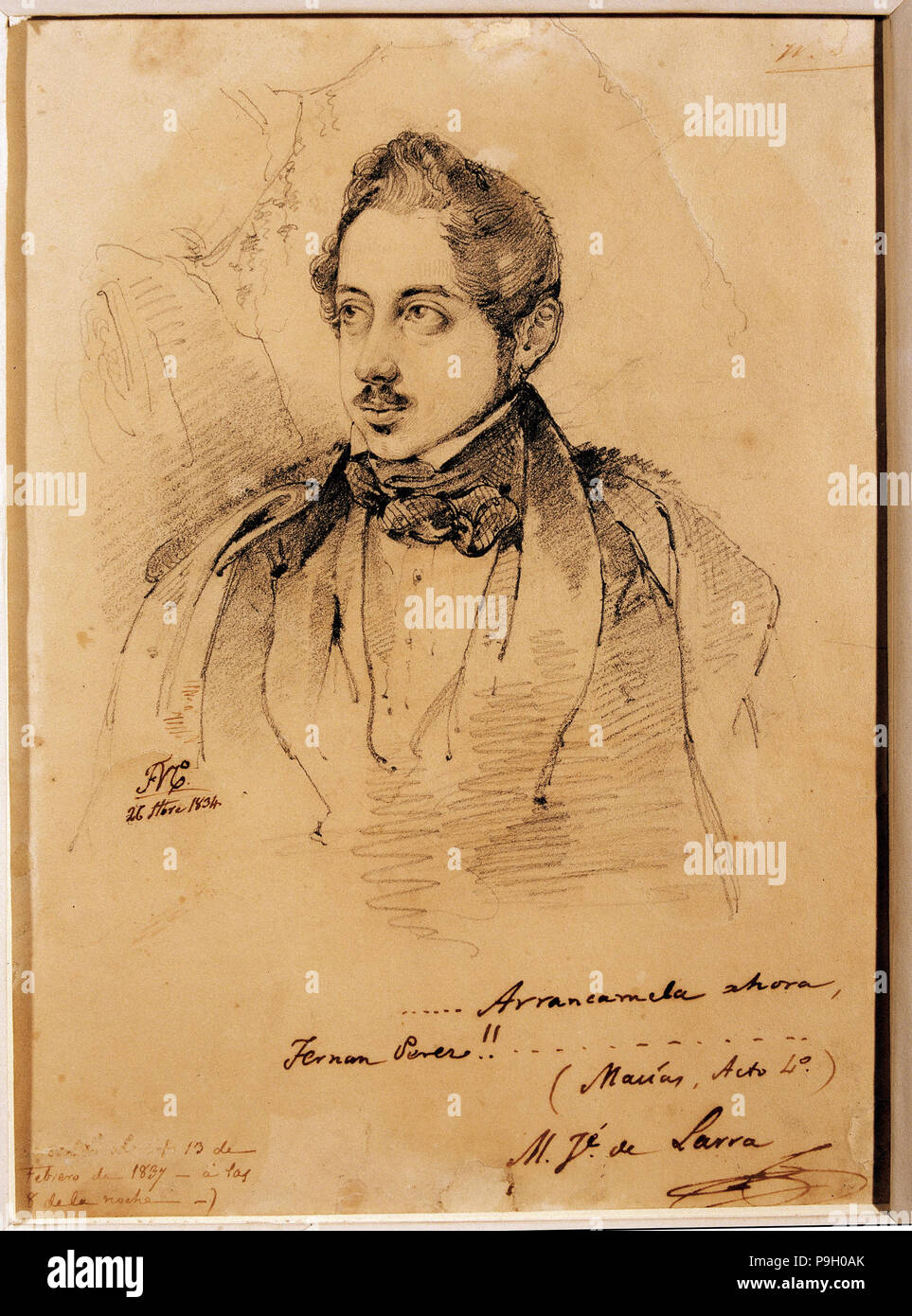 Mariano José de Larra (1809-1837), écrivain espagnol, dessin, 1834. Banque D'Images