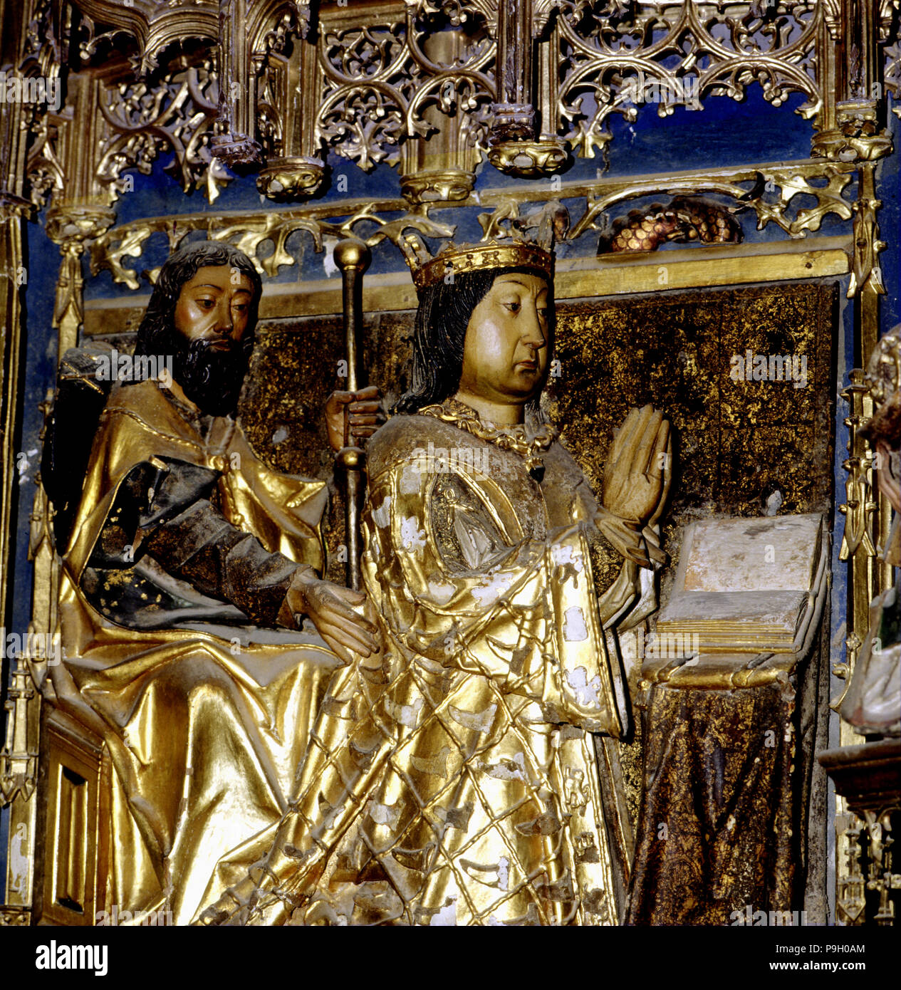 Le Roi Juan II (1404-1454) Roi de Castille est assisté par Santiago Apostol, détail de la main … Banque D'Images