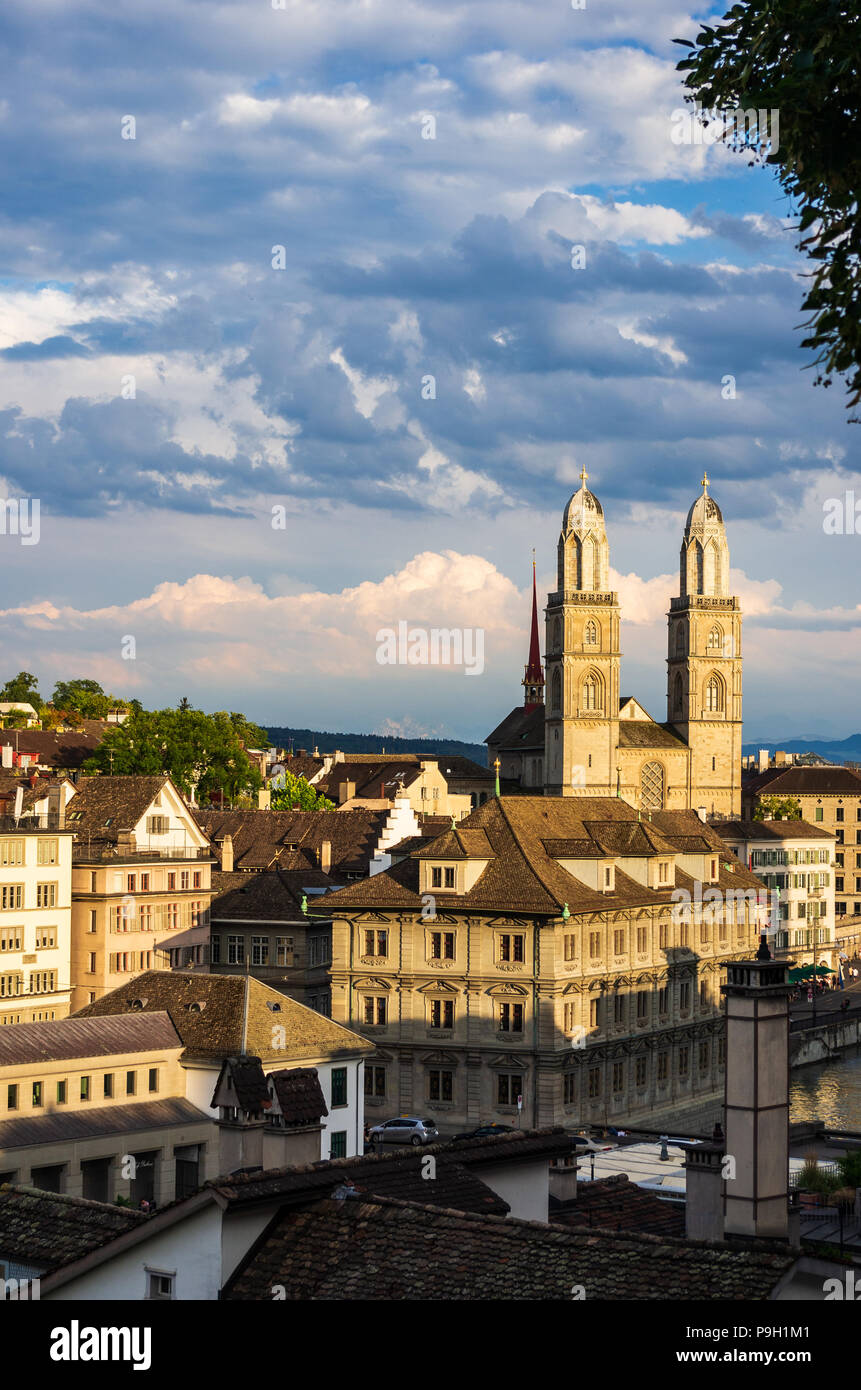 Vue sur la ville de Zurich Niederdorf hill Banque D'Images
