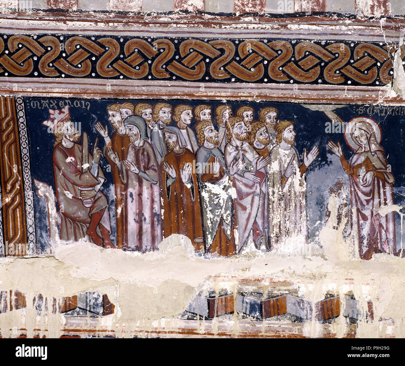 Chapelle de Santa Maria del Monte de Liesa, scène du martyre de Sainte Catherine, peinture besid… Banque D'Images