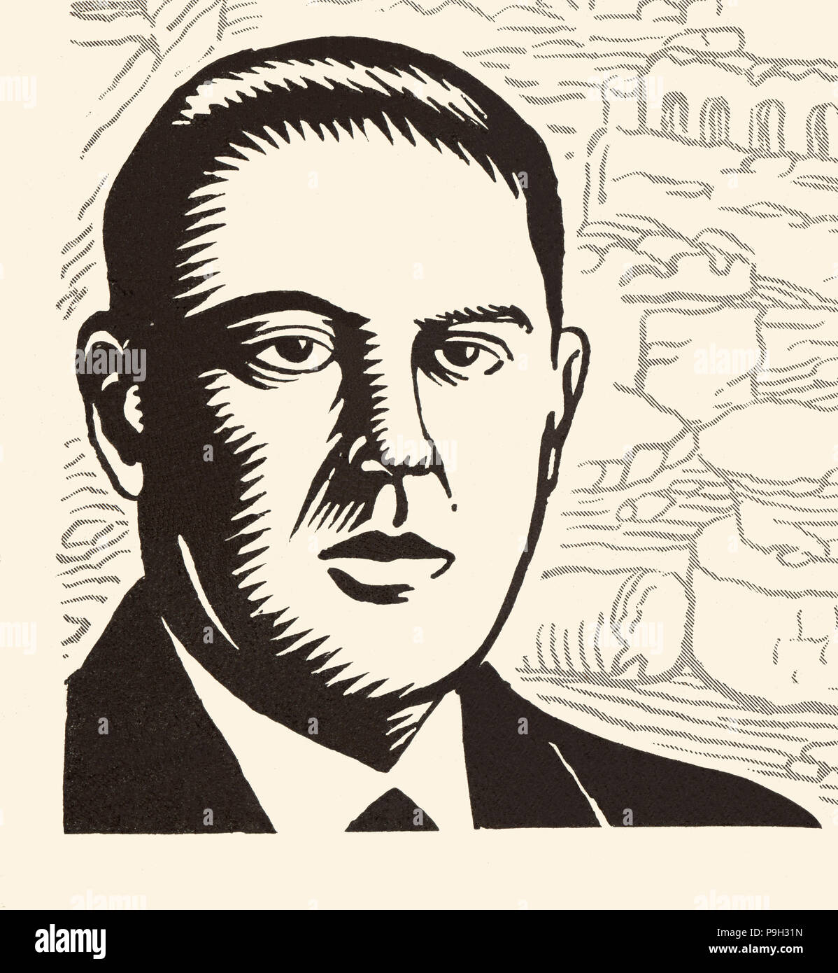 Bosch Gimpera Pere (1891-1974). L'historien et archéologue catalan. Dessin, 1934. Banque D'Images