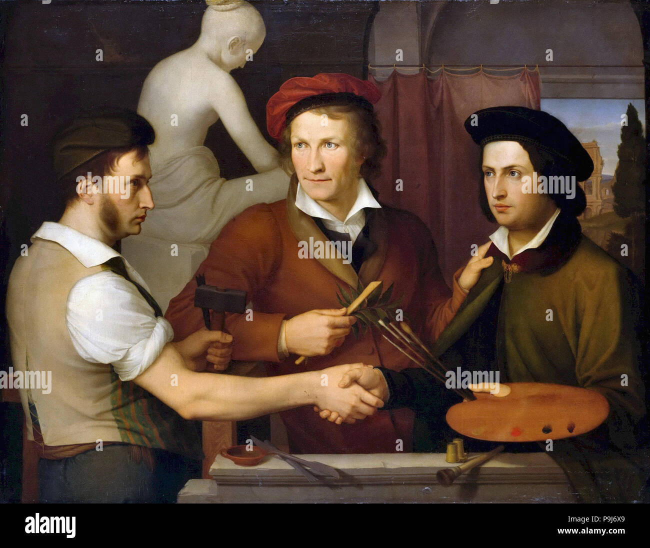 Wilhelm von Schadow - Self Portrait avec son frère Rodolphe et Bertel Thorvaldsen Banque D'Images