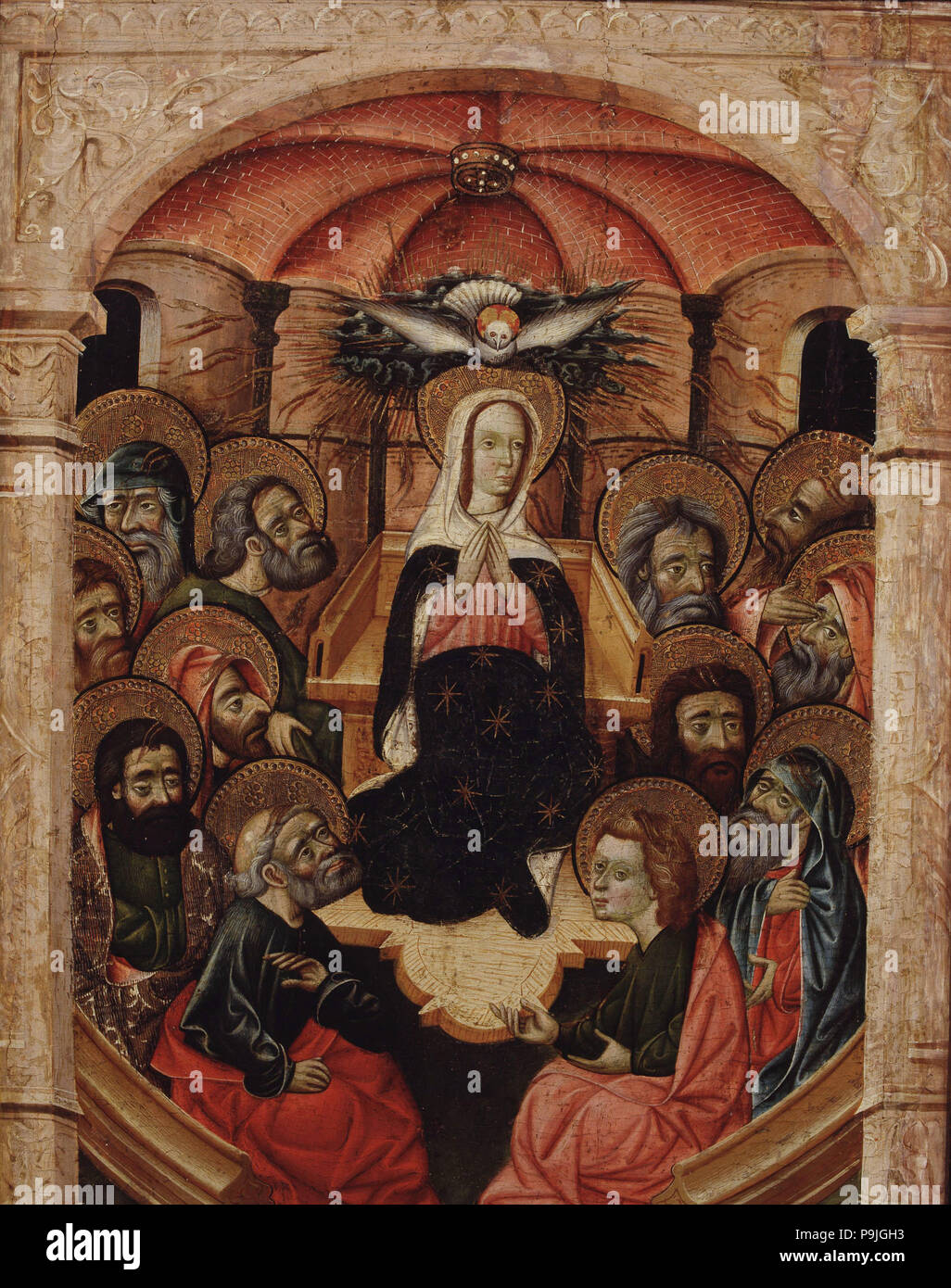 Sainte Marie (Vierge Marie), fille de Saint Joachim et sainte Anne et mère de Jésus Christ.'Pentec… Banque D'Images