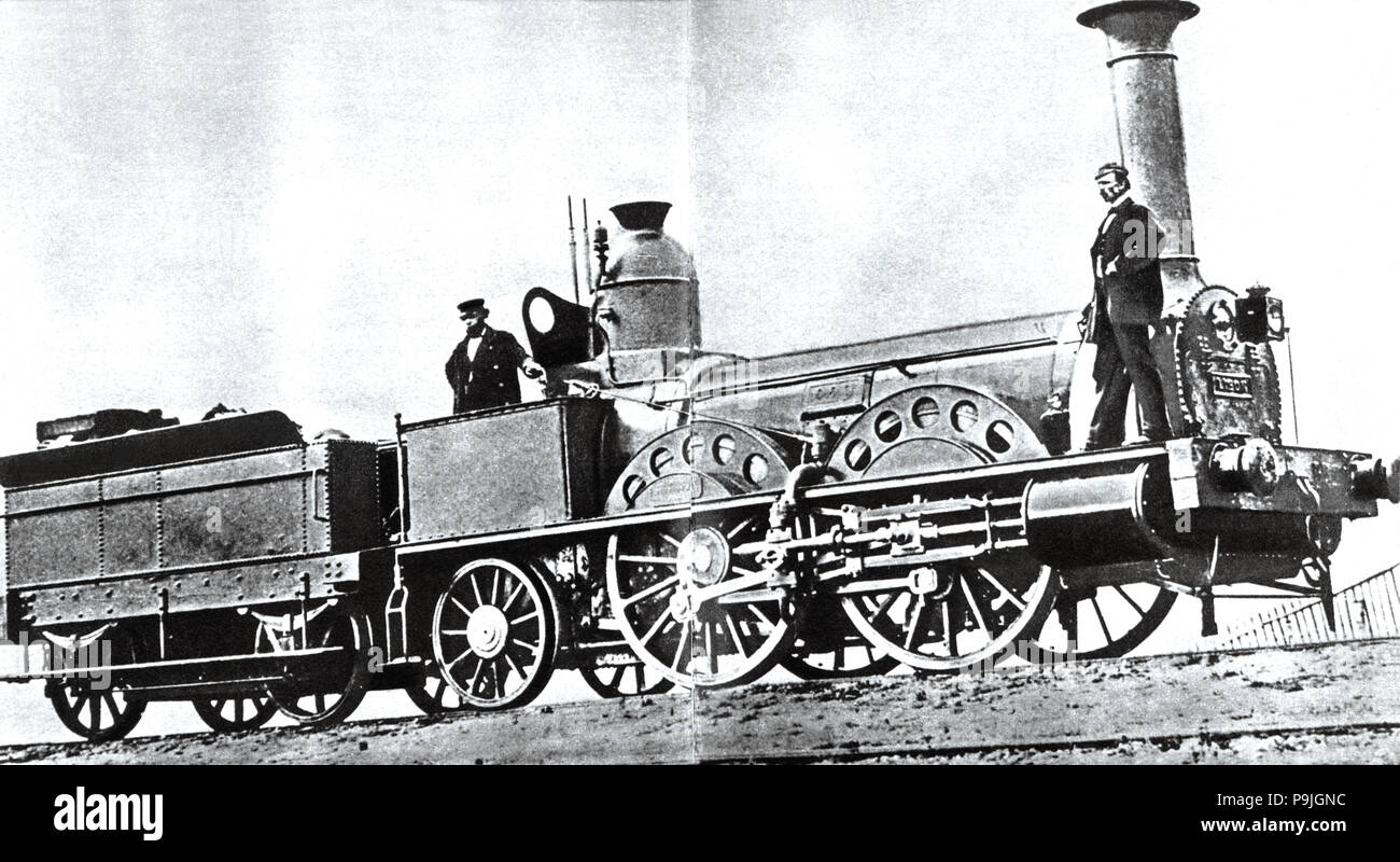 L'une des premières machines de fer, fabriqués en Grande-Bretagne, avaient une vitesse de 55 kilomètres par heure. Banque D'Images