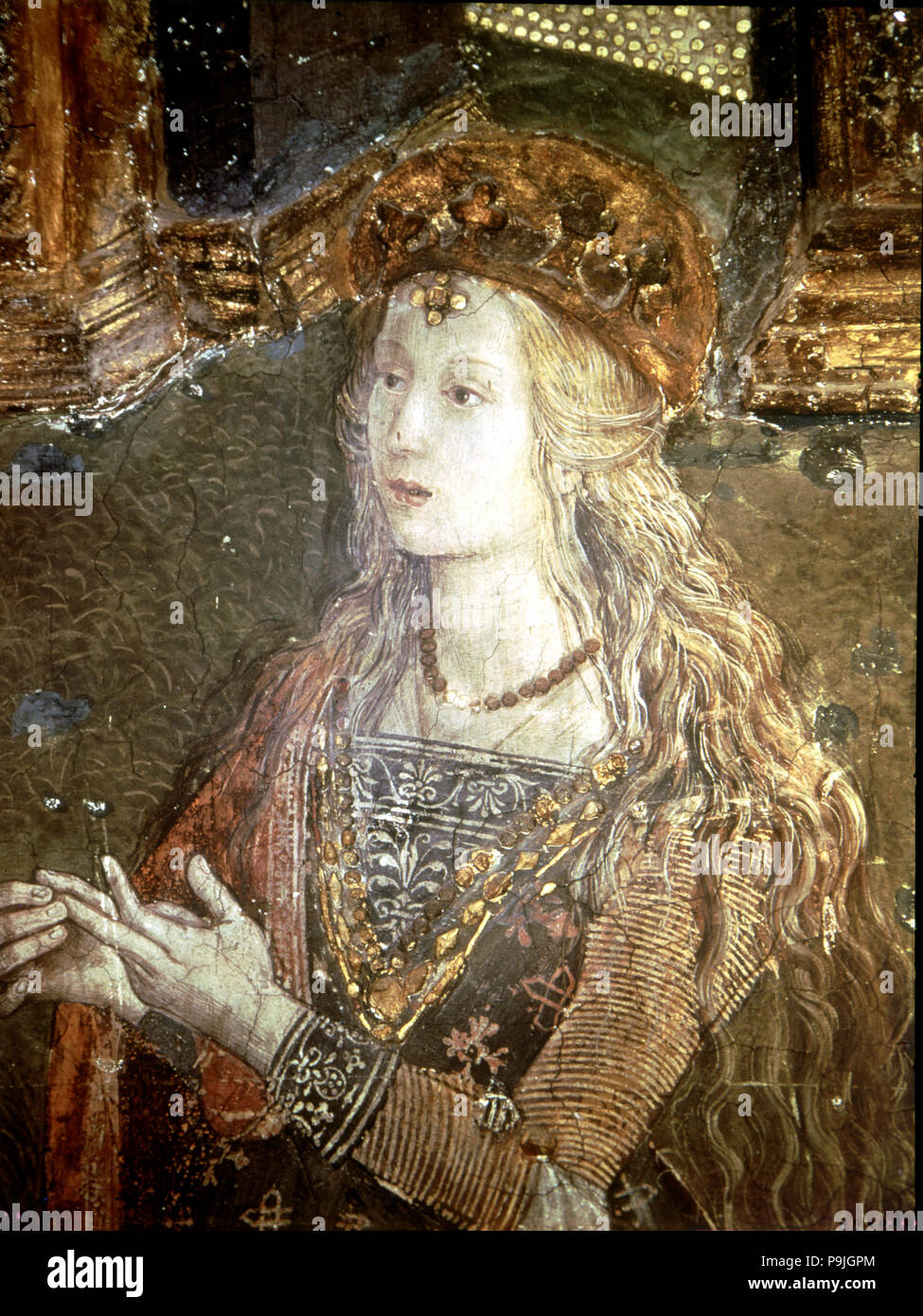 Détail de peinture 'Cesare et Lucrezia Borgia' Lucrezia Borgia (1480-1519), duchesse de Ferrare. Banque D'Images