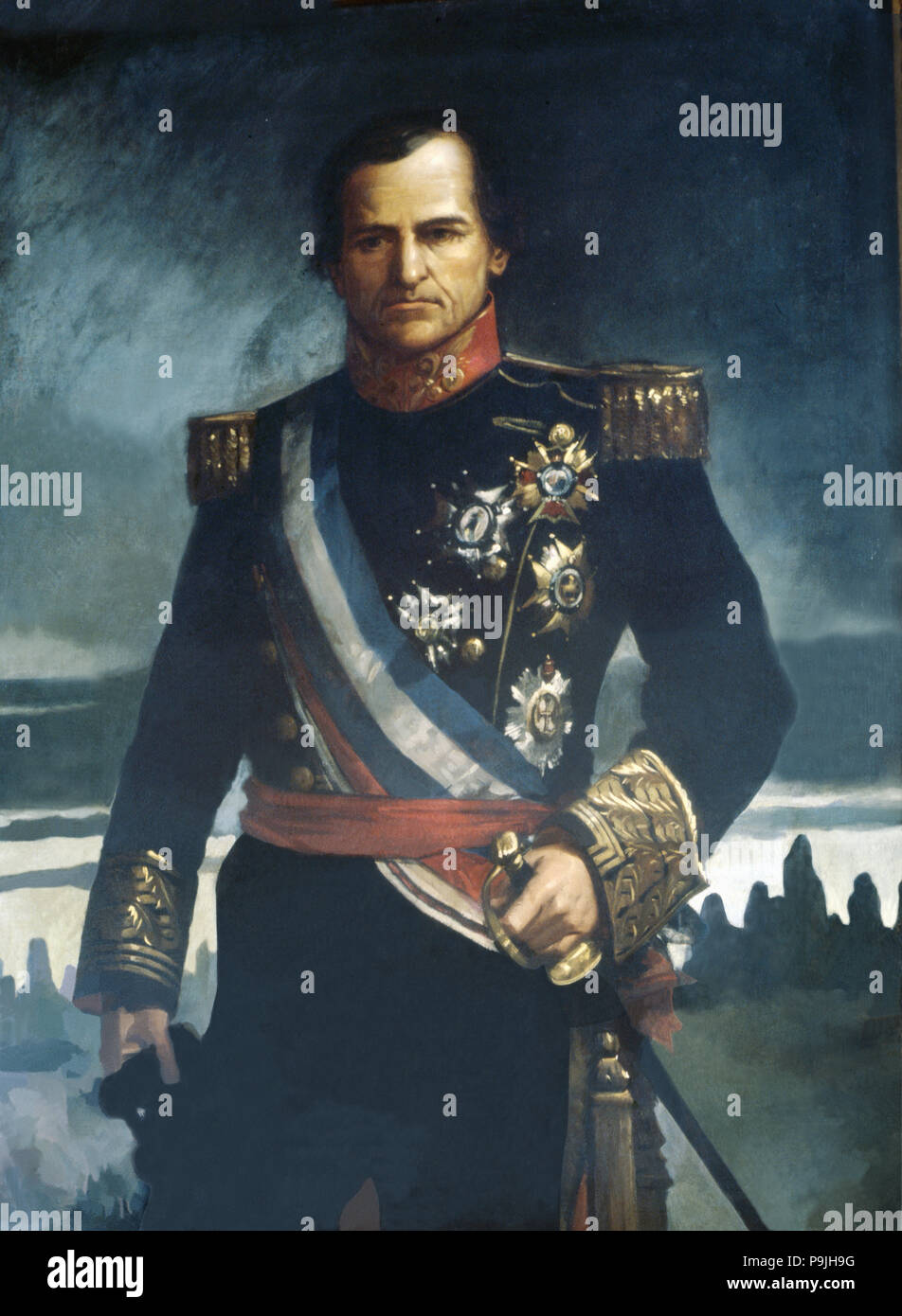 Josep Manso je Sola (1785-1863), libéral espagnol militaires, il a été le capitaine général de la Castille. Banque D'Images