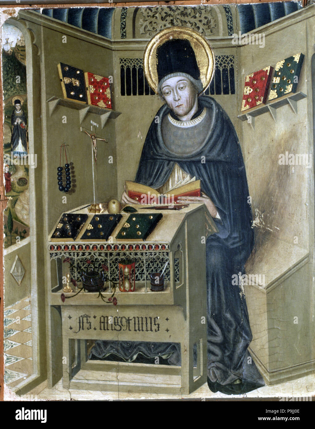Panneau central d'un retable dédié à saint Augustin (354-430), la peinture gothique (1450-1500) … Banque D'Images
