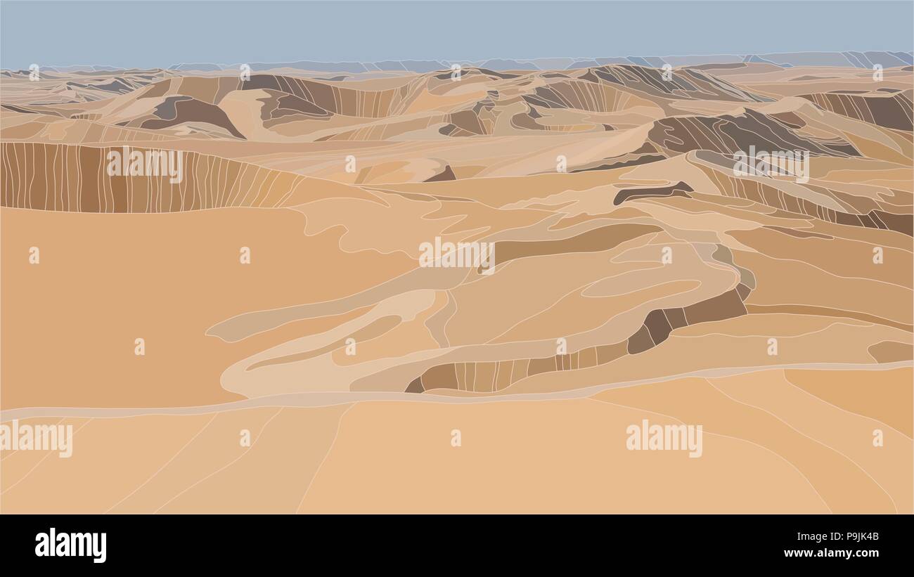 Les dunes de sable du désert d'illustration vectorielle réaliste Illustration de Vecteur