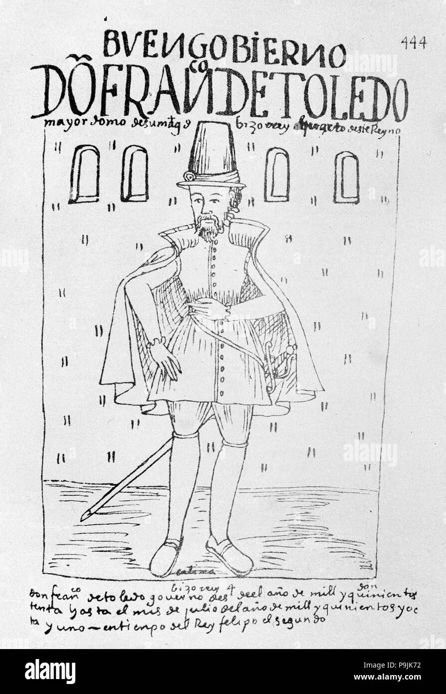 Francisco de Toledo, vice-roi du Pérou (1568-1581), illustration paru dans l'ouvrage 'Nueva Crónic… Banque D'Images