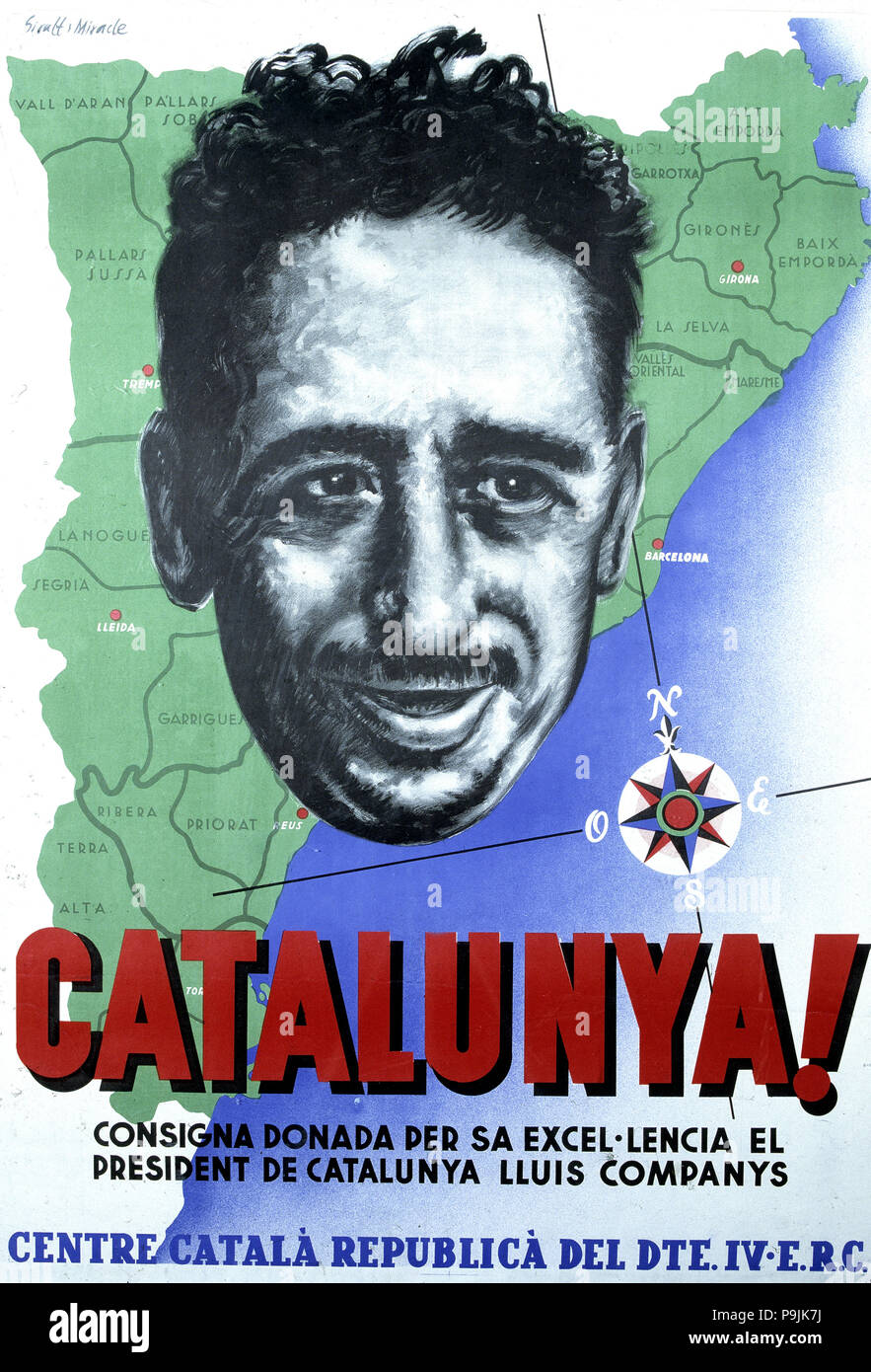 Guerre civile espagnole (1936-1939), affiche de propagande 'Catalogne' publié par le Centre Català Repub… Banque D'Images