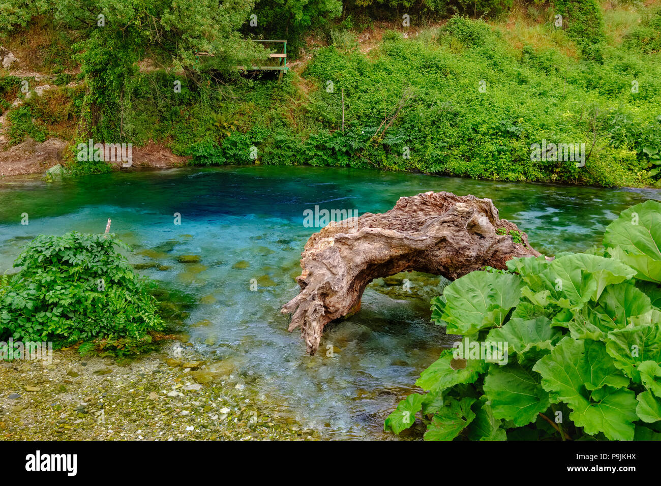 Blue Eye Printemps karstiques, Syri i Kalter, rivière Bistrica, près de Saranda, Albanie, Qark Vlora Banque D'Images