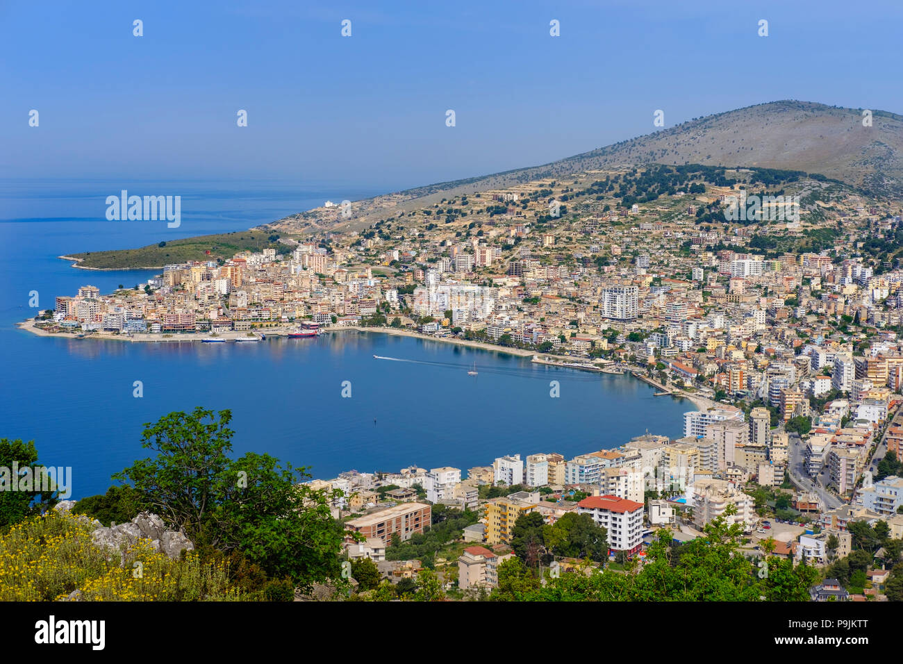 Saranda, Sarandë, Qark Vlora, Mer Ionienne, l'Albanie Banque D'Images