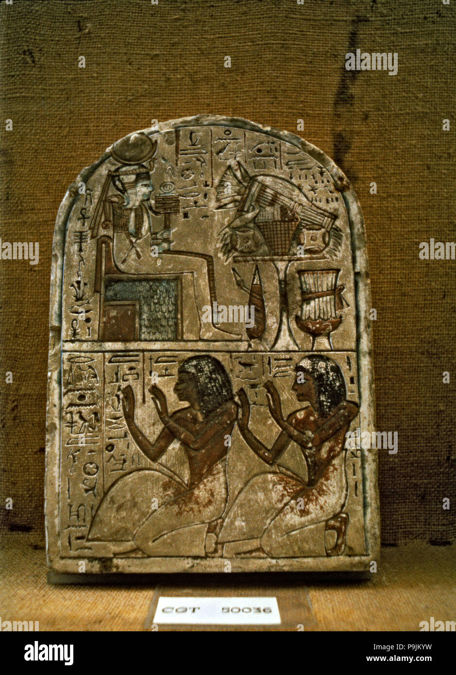 La stèle funéraire de reine Ahmes Nefertari, mère d'Amenhotep I. Banque D'Images