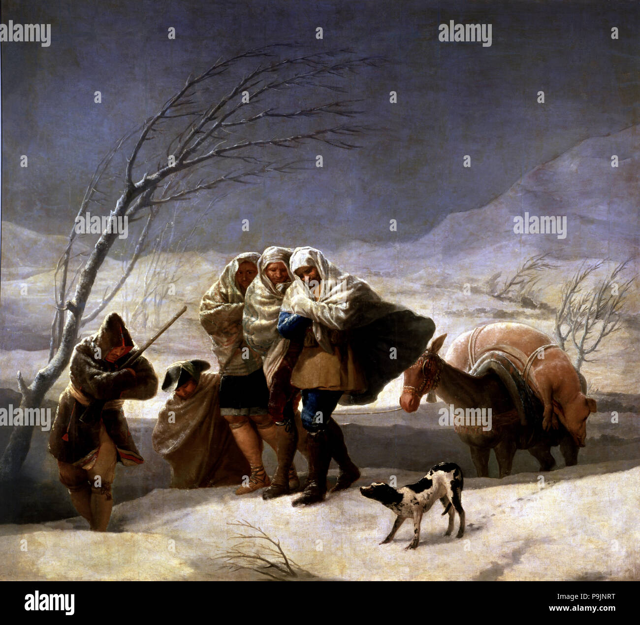 'La chute de neige ou d'hiver", 1786, huile sur toile de Francisco de Goya. Banque D'Images