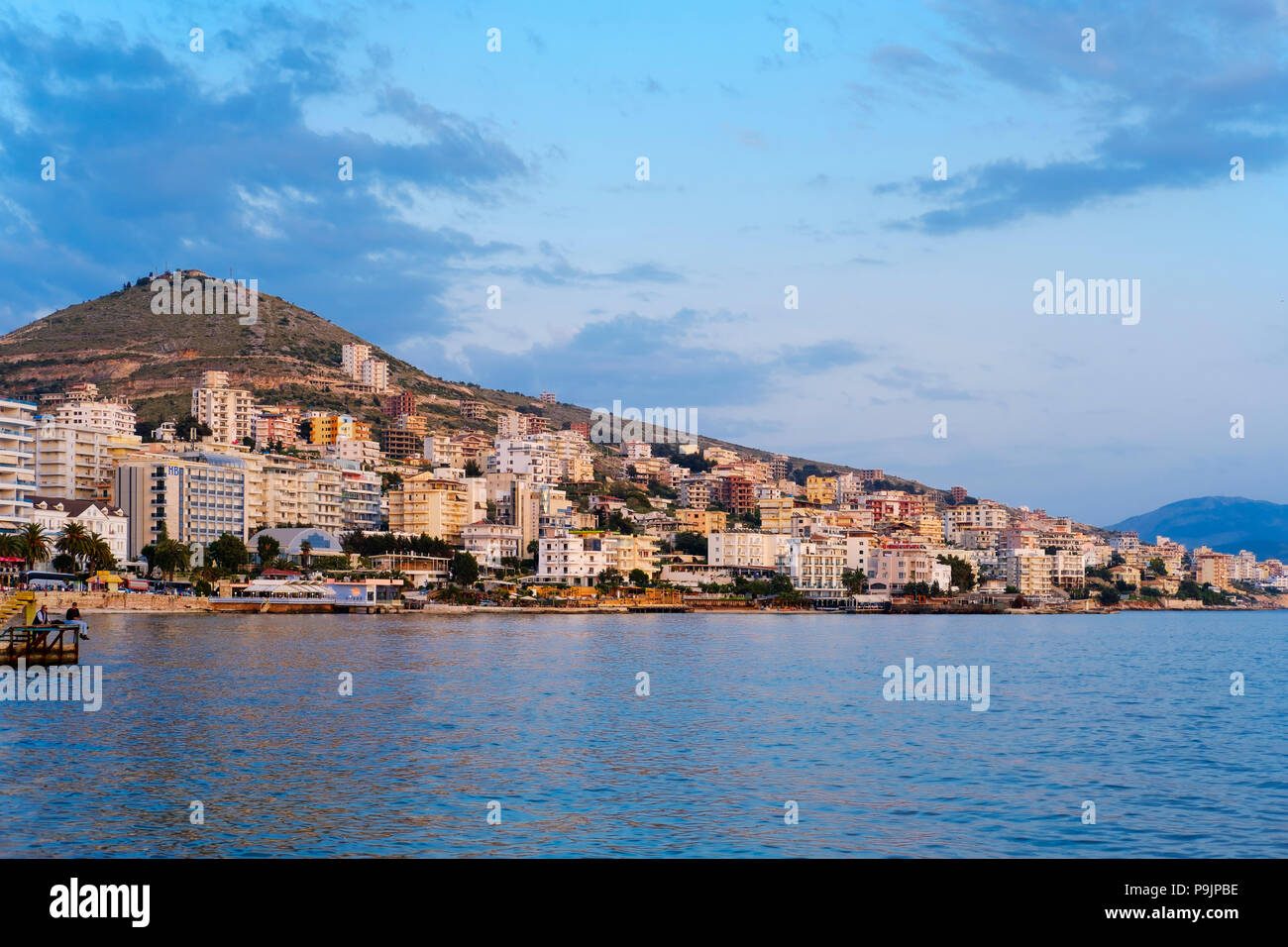 Saranda, Sarandë, Qark Vlora, Mer Ionienne, l'Albanie Banque D'Images